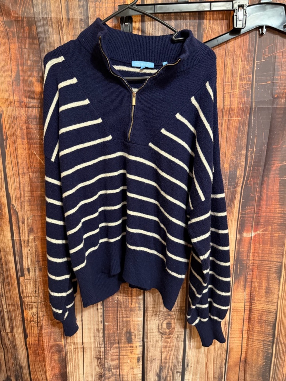 Draper James Navy & Cream Striped Half-Zip Pullover